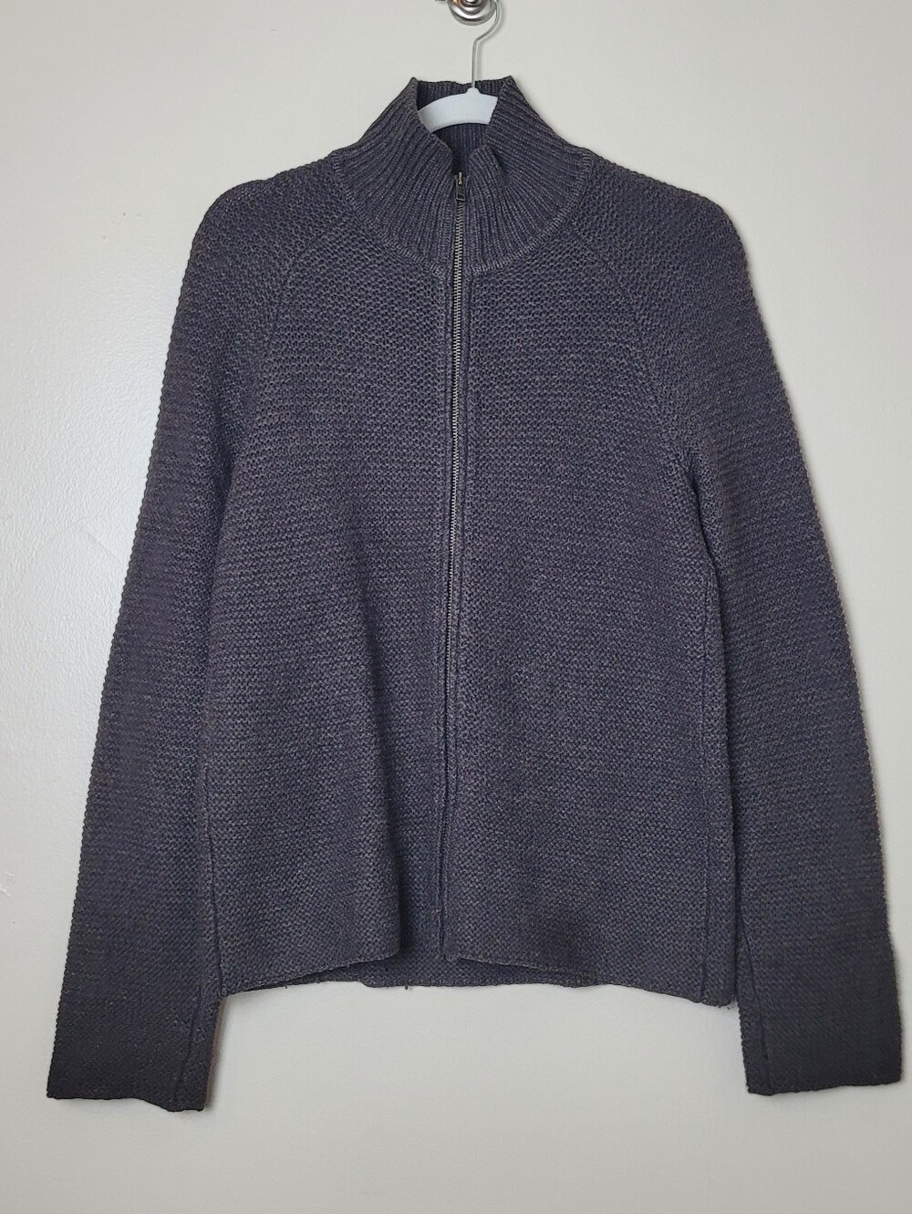 Armani Exchange Vintage Lambswool Brown Zip Up Turtleneck Sweater